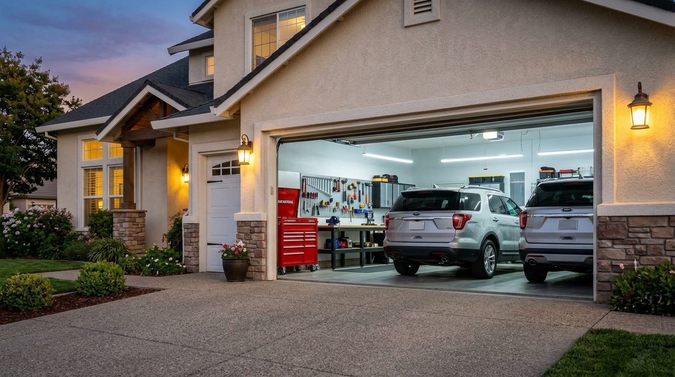 Lord Garage Door Services Garage Door Gliding Open Revealing Warm Illuminated Interior